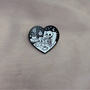 Heart-Shaped Skeleton Enamel Pin